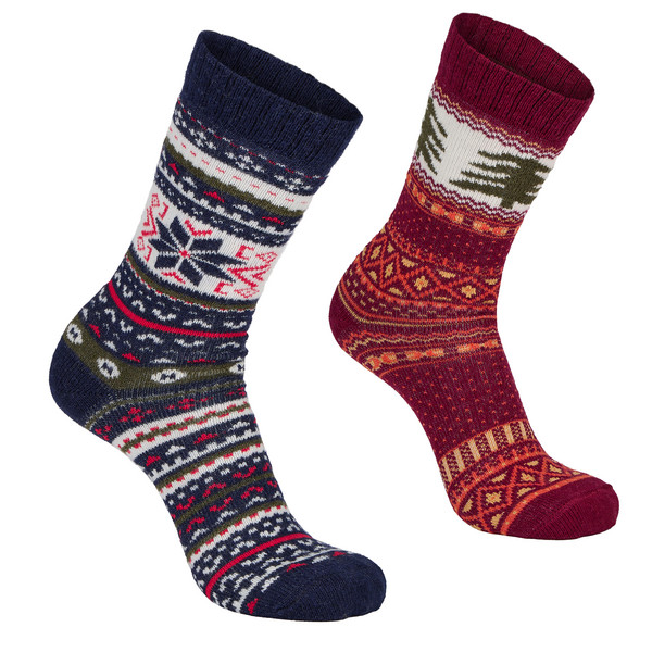 NORWAY ALPACA SOCKS 2-PACK Unisex - Wintersocken-FIRED BRICK/DARK SAPPHIRE