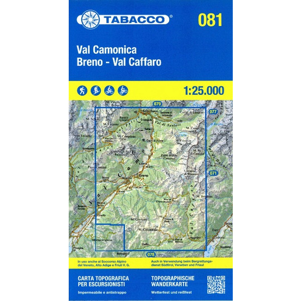 TABACCO WANDERN 1 : 25 000 VAL CAMONICA BRENO - VAL CAFFARO - Wanderkarte Ansicht 1