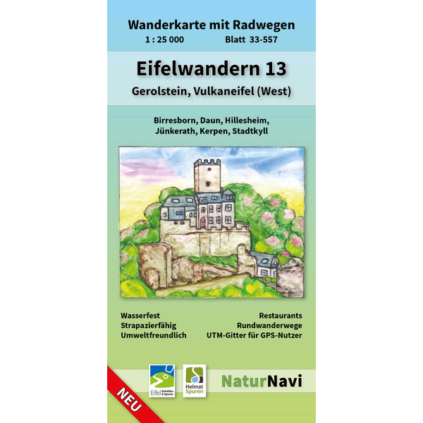 EIFELWANDERN 13 - GEROLSTEIN, VULKANEIFEL (WEST) - Wanderkarte Ansicht 1