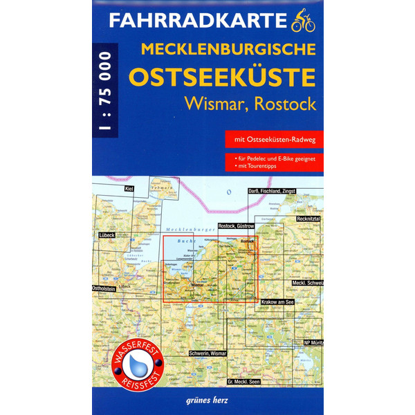 FAHRRADKARTE MECKLENBURGISCHE OSTSEEKÜSTE WISMAR - ROSTOCK Ansicht 1