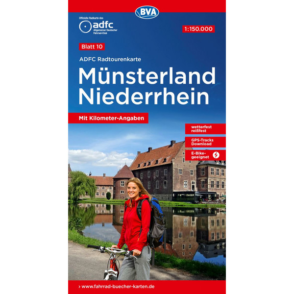 ADFC-RADTOURENKARTE 10 MÜNSTERLAND NIEDERRHEIN 1:150.000 - Fahrradkarte Ansicht 1