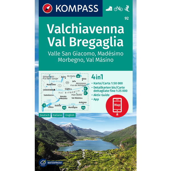 KOMPASS WANDERKARTE 92 CHIAVENNA/VAL BREGAGLIA Ansicht 1