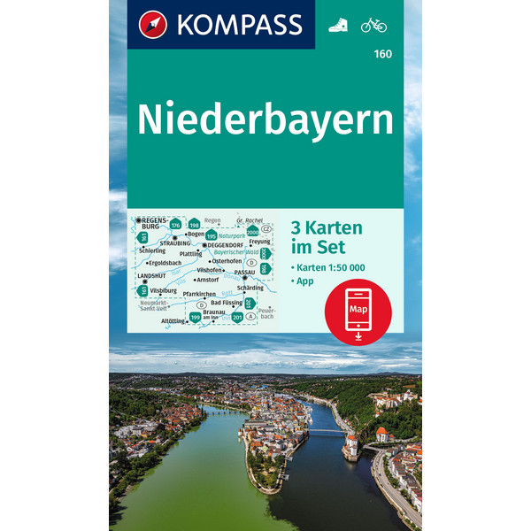 KOMPASS WANDERKARTE 160 NIEDERBAYERN Ansicht 1