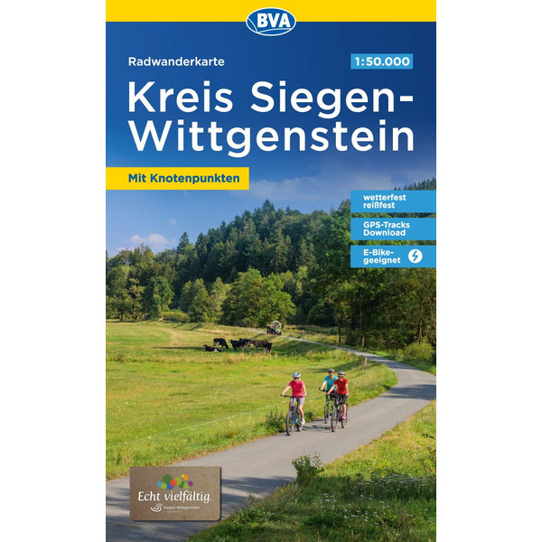 RADWANDERKARTE BVA KREIS SIEGEN-WITTGENSTEIN MIT KNOTENPUNKT - Fahrradkarte Ansicht 1