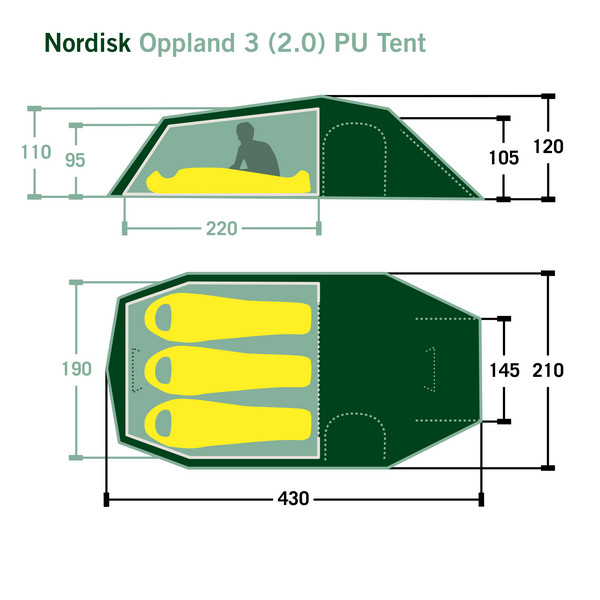 Nordisk OPPLAND 3 (3.0) PU TENT - Tunnelzelt Ansicht 2