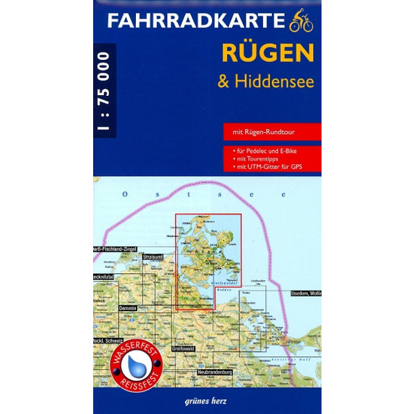 FAHRRADKARTE RÜGEN - HIDDENSEE (WASSER- UND REIßFEST) - Fahrradkarte Ansicht 1