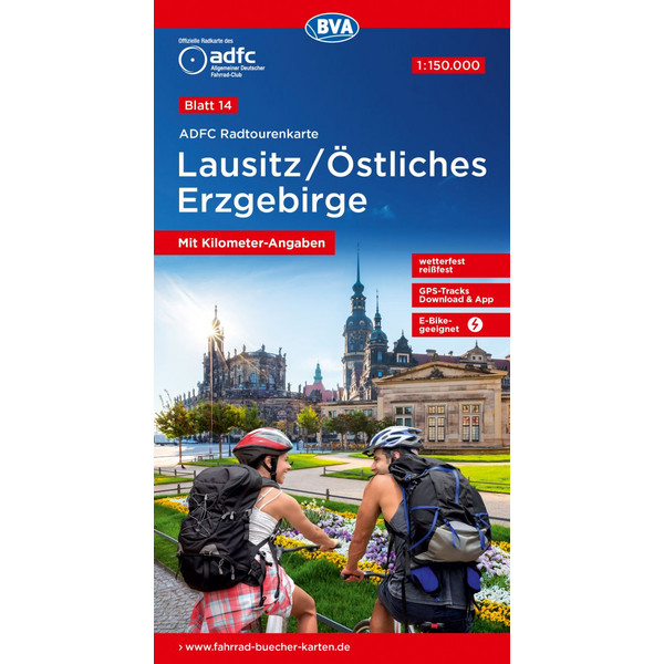 ADFC-RADTOURENKARTE 14 LAUSITZ / ÖSTLICHES ERZGEBIRGE - Fahrradkarte Ansicht 1