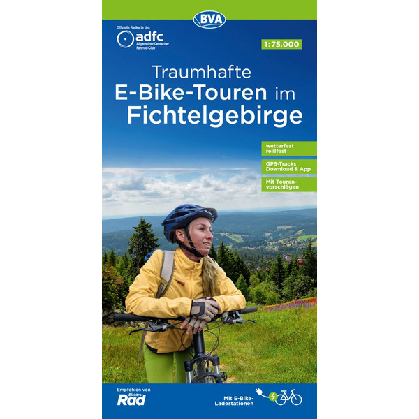ADFC TRAUMHAFTE E-BIKE-TOUREN IM FICHTELGEBIRGE, 1:75.000 - Fahrradkarte Ansicht 1
