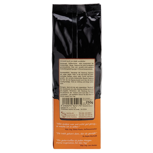 Becking Kaffee GLOBETROTTER HAMBURG ESPRESSO Ansicht 2
