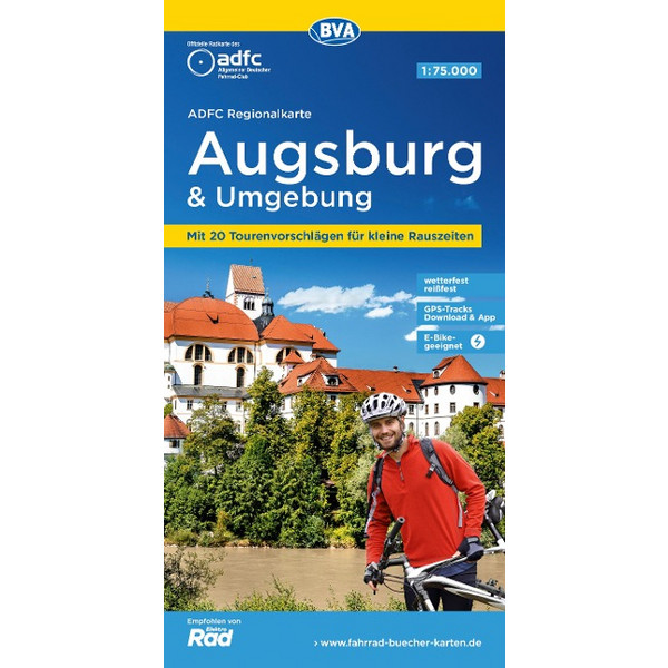 ADFC-REGIONALKARTE AUGSBURG UND UMGEBUNG, 1:75.000 - Fahrradkarte Ansicht 1