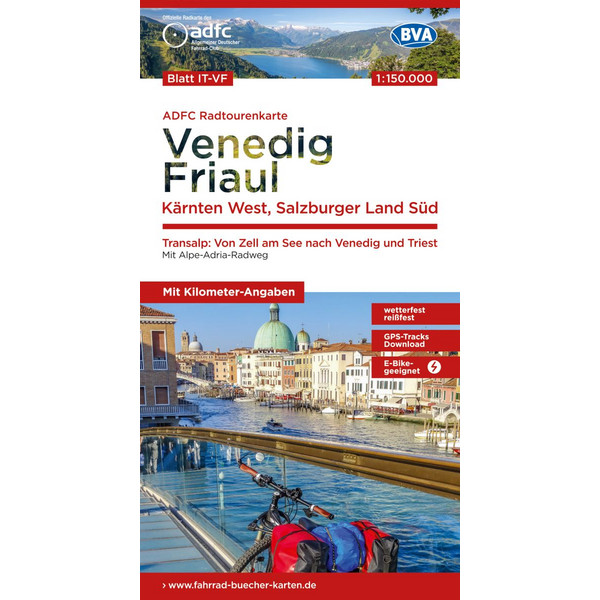 ADFC-RADTOURENKARTE IT-VF VENEDIG, FRIAUL - KÄRNTEN WEST - Fahrradkarte Ansicht 1