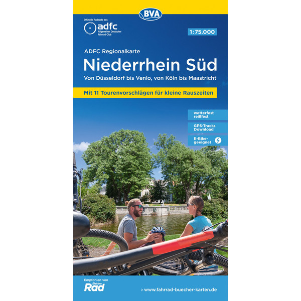 ADFC-REGIONALKARTE NIEDERRHEIN SÜD 1:75.000, MIT TAGESTOUREN - Fahrradkarte Ansicht 1