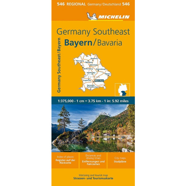 GERMANY SOUTHEAST, BAVARIA - MICHELIN REGIONAL MAP 546 - Straßenkarte Ansicht 1