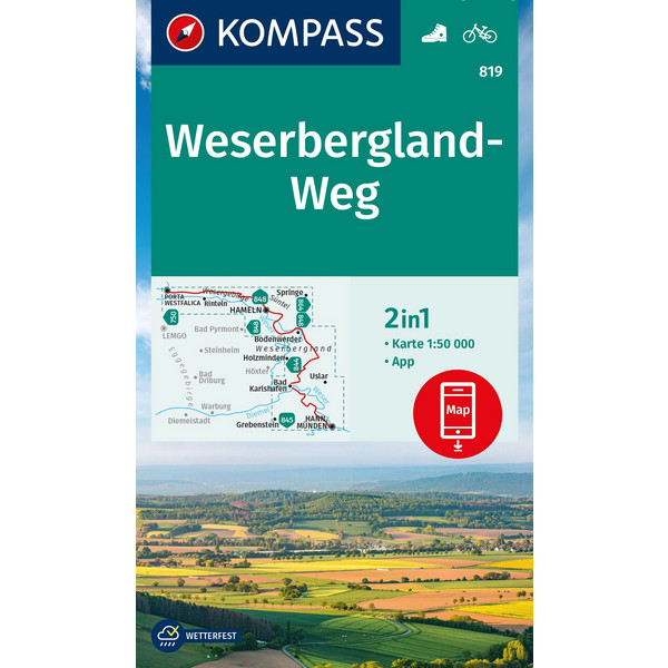 KOMPASS WANDERKARTE 819 WESERBERGLAND-WEG 1:50.000 Ansicht 1