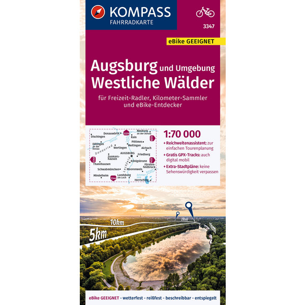 KOMPASS FAHRRADKARTE 3347 AUGSBURG UND UMGEBUNG Ansicht 1