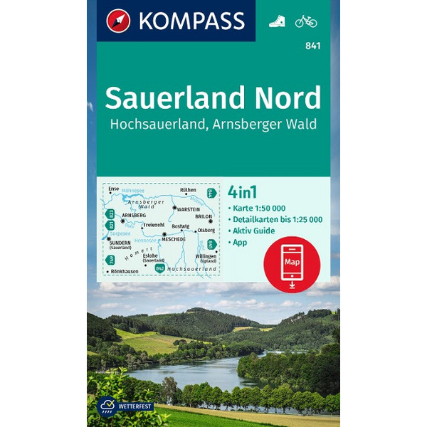 KOMPASS WANDERKARTE 841 SAUERLAND NORD, HOCHSAUERLAND Ansicht 1