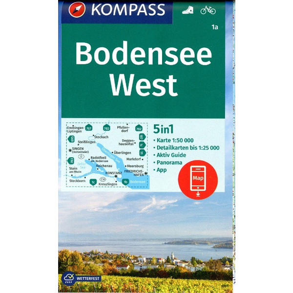 KOMPASS WANDERKARTE 1A BODENSEE WEST 1:50.000 - Wanderkarte Ansicht 1