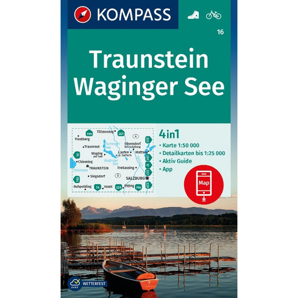 KOMPASS WANDERKARTE 16 TRAUNSTEIN, WAGINGER SEE 1:50.000 Ansicht 1