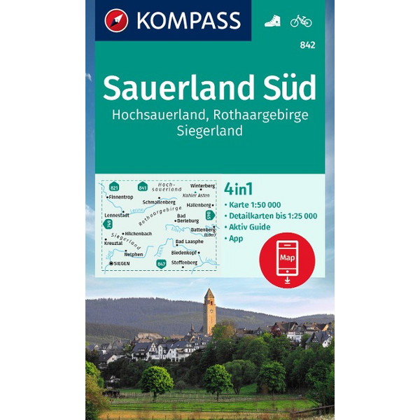 KOMPASS WANDERKARTE 842 SAUERLAND SÜD, HOCHSAUERLAND Ansicht 1