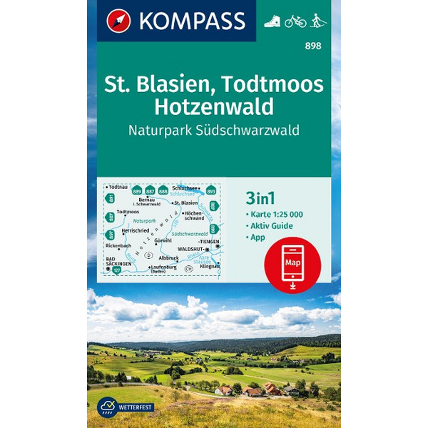 KOMPASS WANDERKARTE 898 ST. BLASIEN, TODTMOOS, HOTZENWALD Ansicht 1