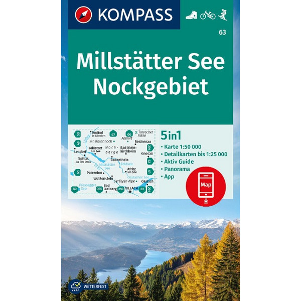 KOMPASS WANDERKARTE 63 MILLSTÄTTER SEE, NOCKGEBIET 1:50.000 Ansicht 1