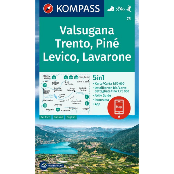 KOMPASS WANDERKARTE 75 VALSUGANA, TRENTO, PINÉ, LEVICO Ansicht 1