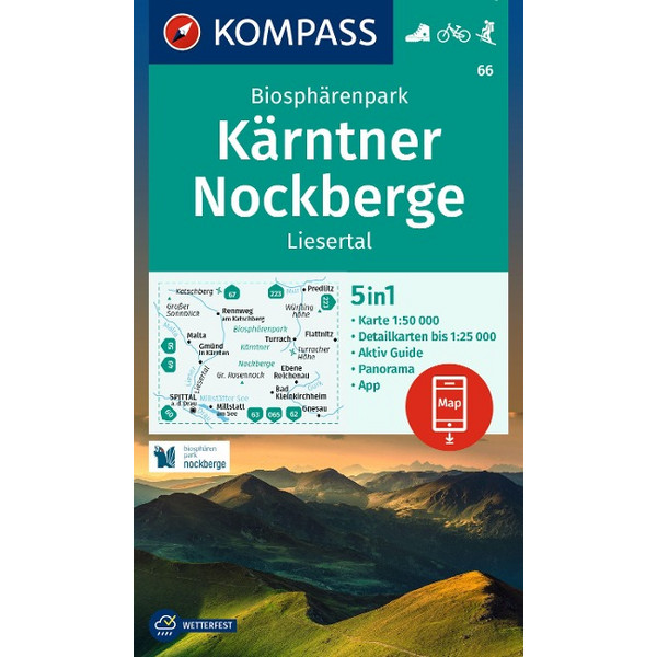 KOMPASS WANDERKARTE 66 BIOSPHÄRENPARK KÄRNTNER NOCKBERGE Ansicht 1