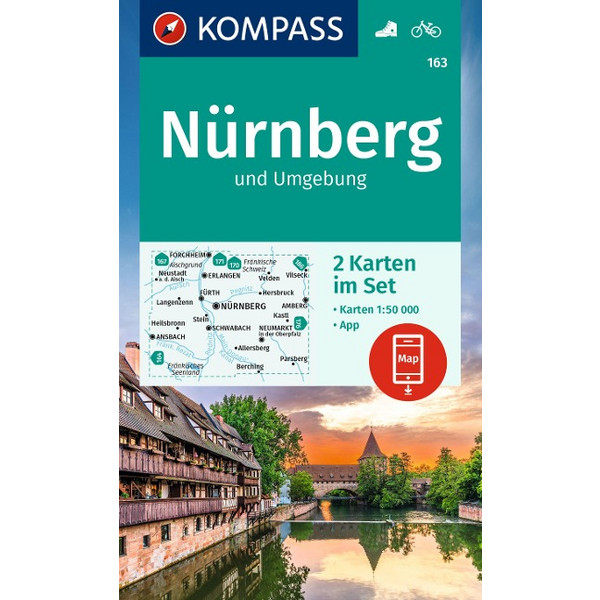 KOMPASS WANDERKARTEN-SET 163 NÜRNBERG UND UMGEBUNG