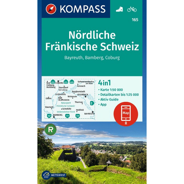 KOMPASS WANDERKARTE 165 NÖRDLICHE FRÄNKISCHE SCHWEIZ Ansicht 1