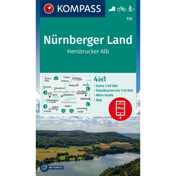 KOMPASS WANDERKARTE 172 NÜRNBERGER LAND, HERSBRUCKER ALB Ansicht 1