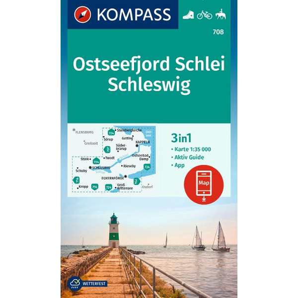 KOMPASS WANDERKARTE 708 OSTSEEFJORD SCHLEI, SCHLESWIG Ansicht 1