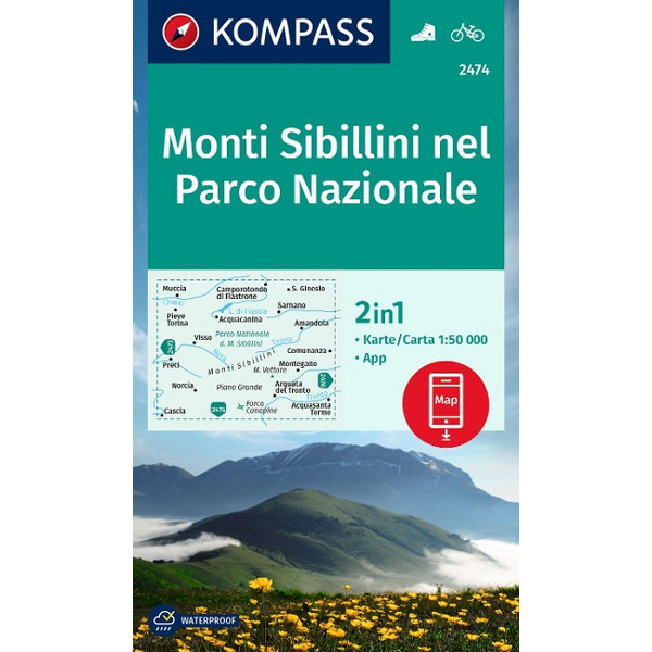 KOMPASS WANDERKARTE 2474 MONTI SIBILLINI NEL PARCO NAZIONALE Ansicht 1