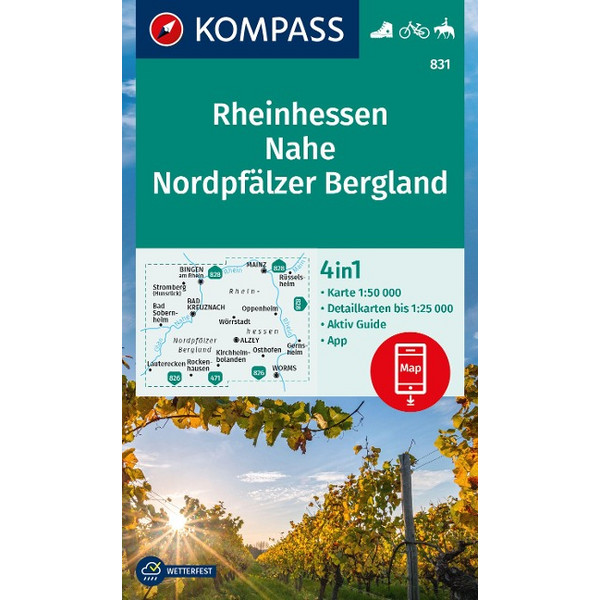KOMPASS WANDERKARTE 831 RHEINHESSEN Ansicht 1