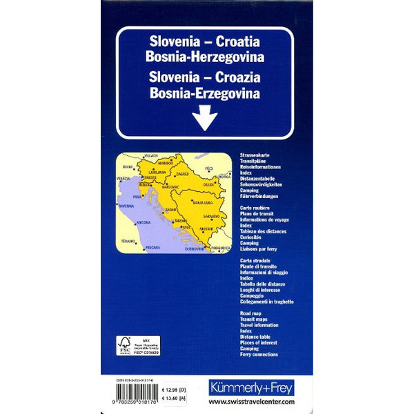 SLOWENIEN - KROATIEN - BOSNIEN-HERZEGOWINA STRASSENKARTE Ansicht 2
