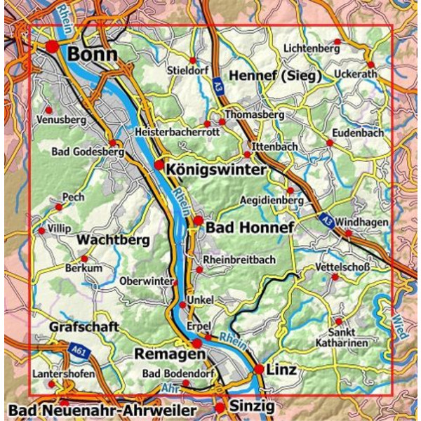 RHEINWANDERN 5 - BONN - SIEBENGEBIRGE - Wanderkarte Ansicht 2