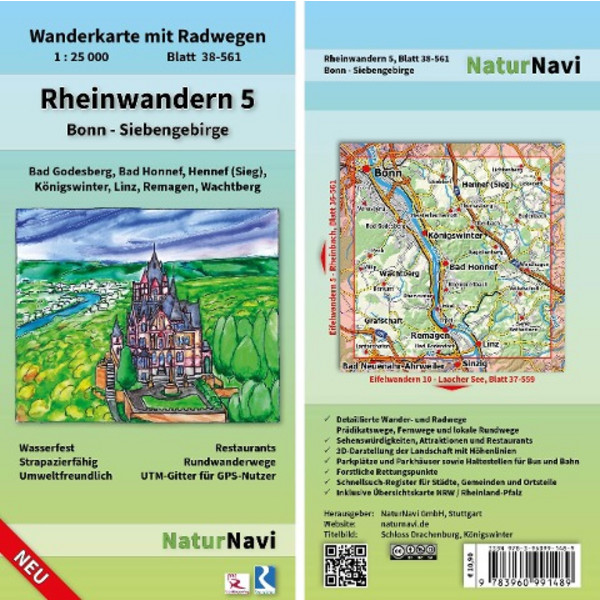 RHEINWANDERN 5 - BONN - SIEBENGEBIRGE - Wanderkarte Ansicht 1