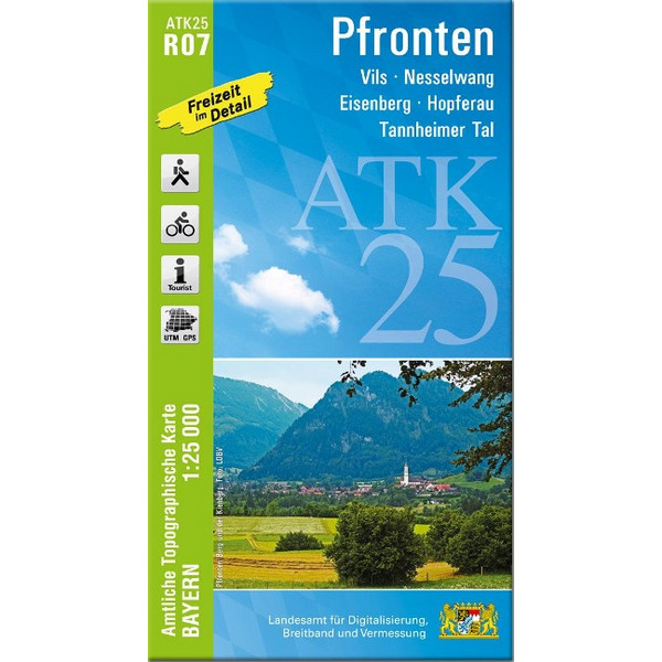 ATK25-R07 PFRONTEN (AMTLICHE TOPOGRAPHISCHE KARTE 1:25000) - Wanderkarte Ansicht 1