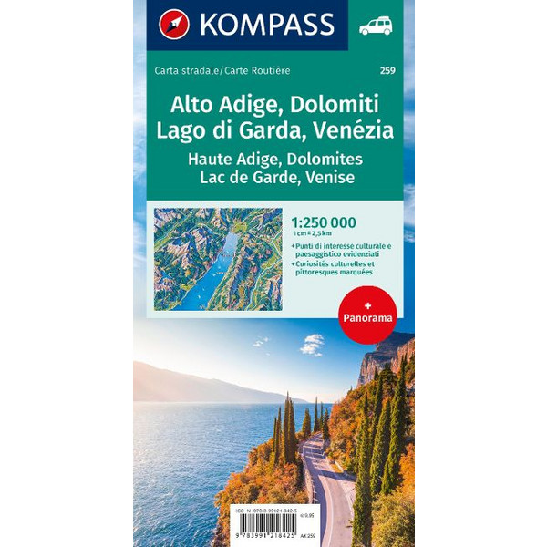 KOMPASS AUTOKARTE SÜDTIROL, DOLOMITEN, GARDASEE, VENEDIG Ansicht 2