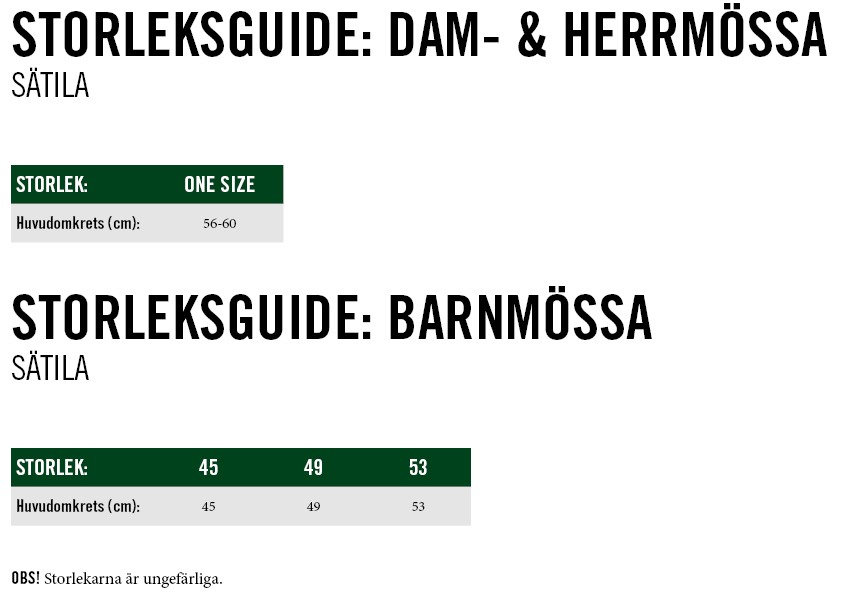 Sätila EKENÄS HOOD Unisex - Sturmhaube Größentabelle
