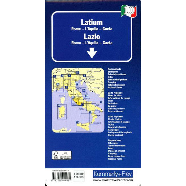 LATIUM-ROM NR. 10 REGIONALKARTE ITALIEN 1:200 000 - Straßenkarte Ansicht 2