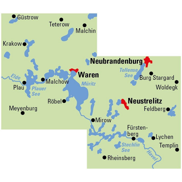 ADFC-REGIONALKARTE MECKLENBURGISCHE SEENPLATTE 1:75.000 - Fahrradkarte Ansicht 2
