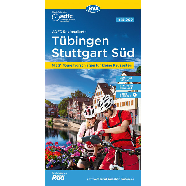 ADFC-REGIONALKARTE TÜBINGEN - STUTTGART SÜD, 1:75.000 - Fahrradkarte Ansicht 1
