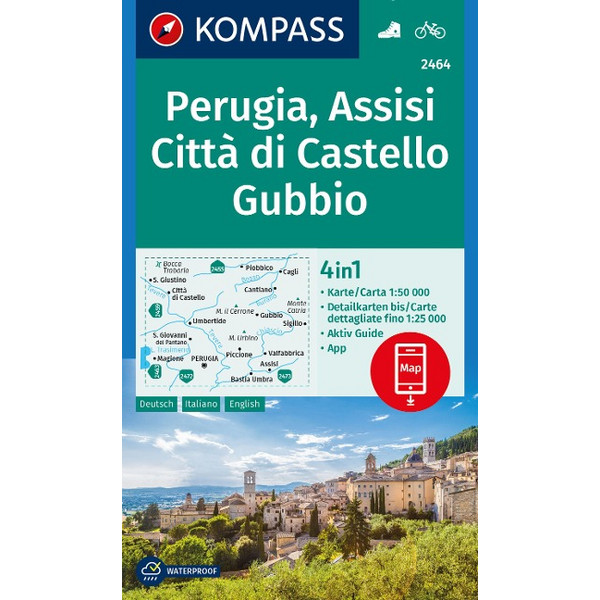 KOMPASS WANDERKARTE 2464 PERUGIA, ASSISI, CITTÀ DI CASTELLO Ansicht 1