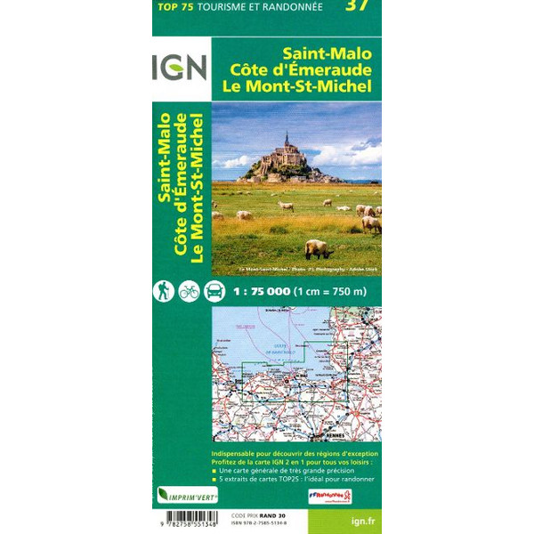 SAINT MALO CÔTE D'EMERAUDE MONT ST. MICHEL 1:75 000 Ansicht 2