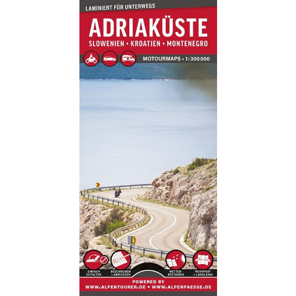 MOTOURMAPS ADRIAKÜSTE SLOWENIEN . KROATIEN . MONTENEGRO - Straßenkarte