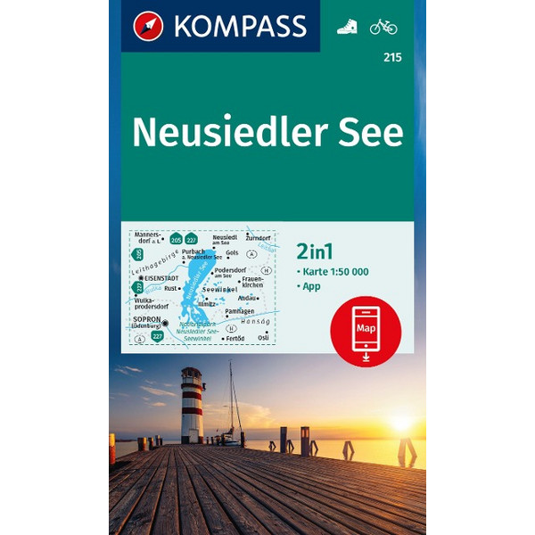 KOMPASS WANDERKARTE 215 NEUSIEDLER SEE 1:50.000 Ansicht 1