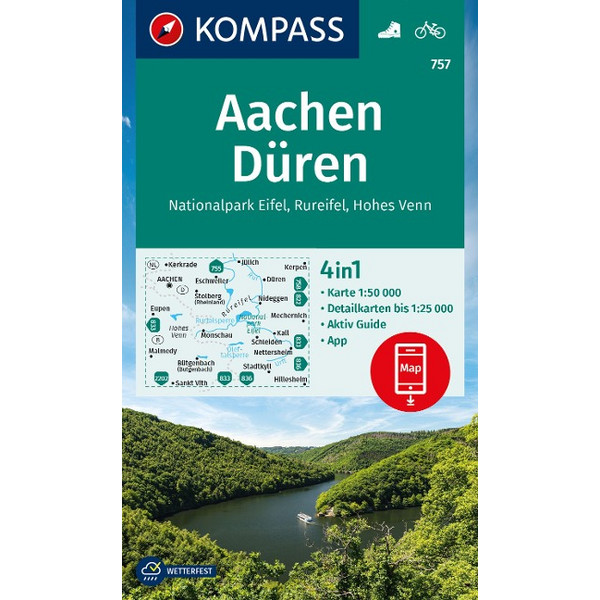 KOMPASS WANDERKARTE 757 AACHEN, DÜREN, NATIONALPARK EIFEL Ansicht 1