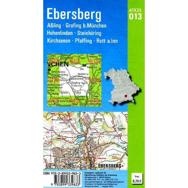 ATK25-O13 EBERSBERG (AMTLICHE TOPOGRAPHISCHE KARTE 1:25000) - Wanderkarte Ansicht 2