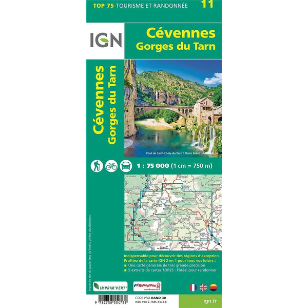 CÉVENNES - GORGES DU TARN 1:75 000 (BLATT 11) - Karte