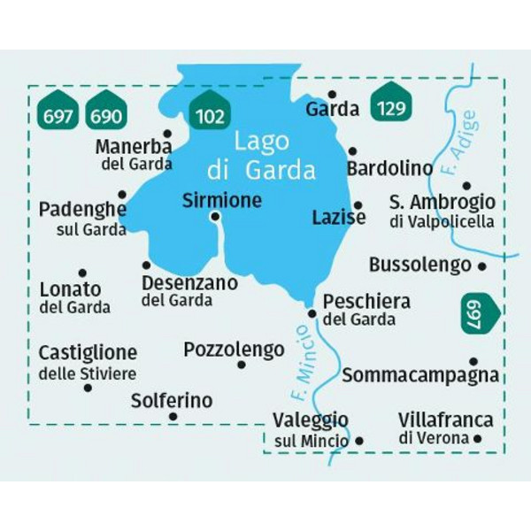 KOMPASS WANDERKARTE 695 GARDASEE SÜD, BASSO GARDA 1:25.000 Ansicht 2